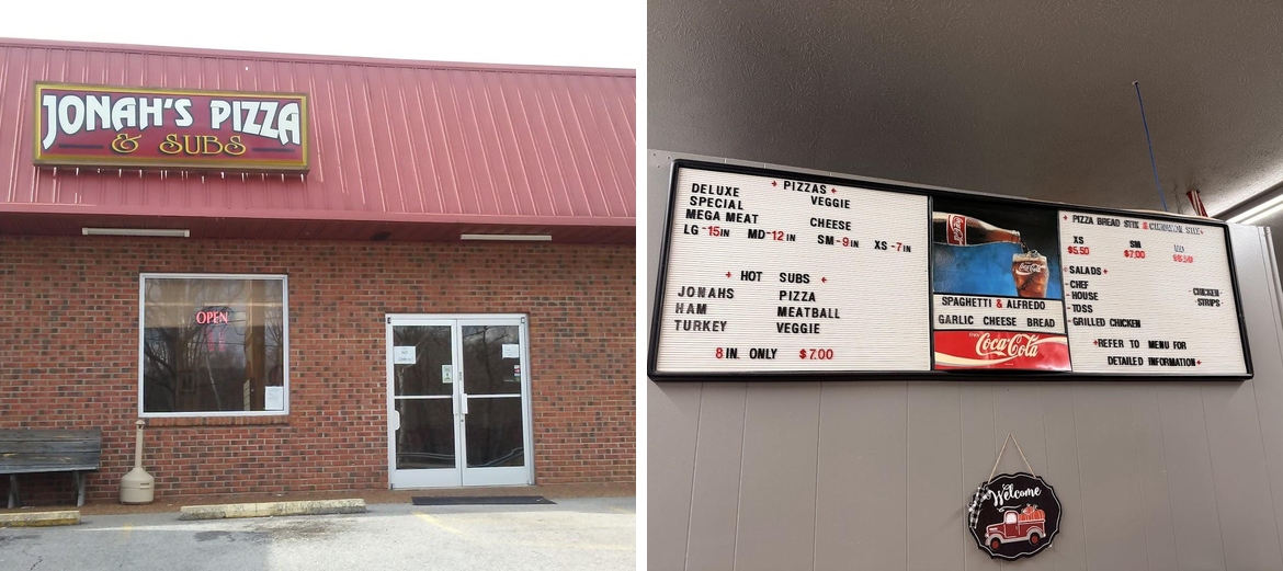 Jonah's Pizza Menu