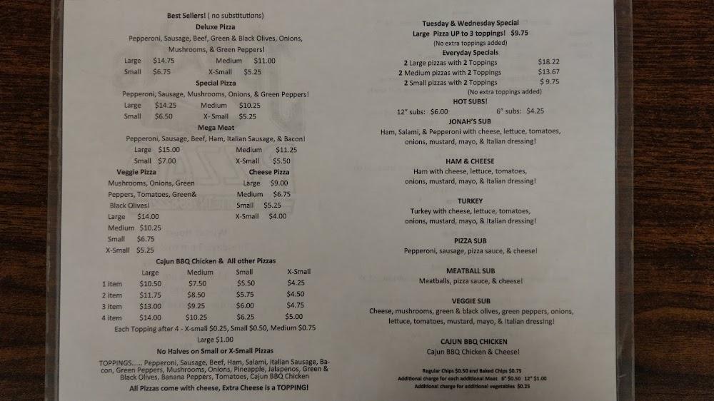 Jonah's Pizza Menu image 3