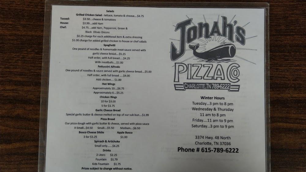 Jonah's Pizza Menu image 4